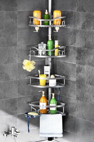 HAMITOR corner shower caddy with 4-tier baskets for organized storage