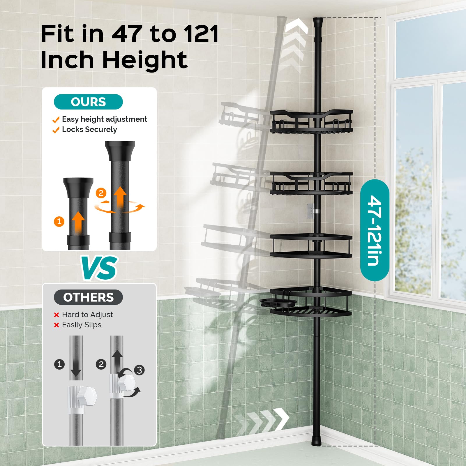HAMITOR rustproof stainless steel resists moisture for durable bathroom storage.