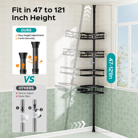 HAMITOR rustproof stainless steel resists moisture for durable bathroom storage.