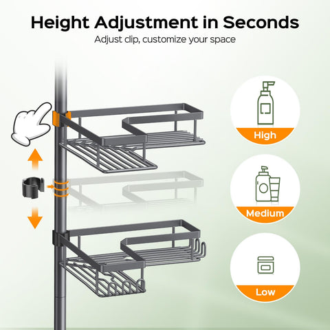 HAMITOR Corner Shower Caddy space-saving corner design fits tight bathrooms.