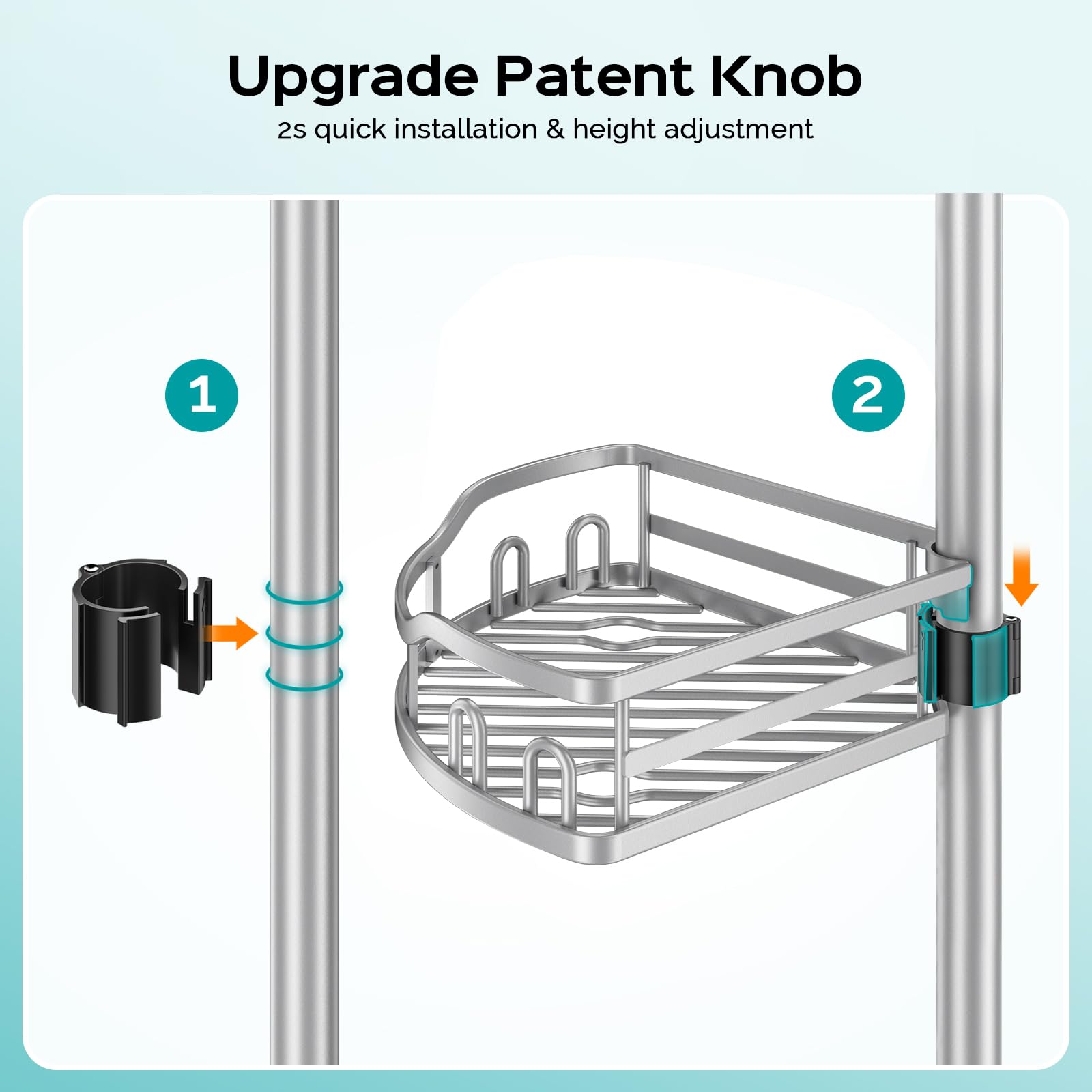 HAMITOR tension pole provides stable, rustproof mounting in damp bathrooms