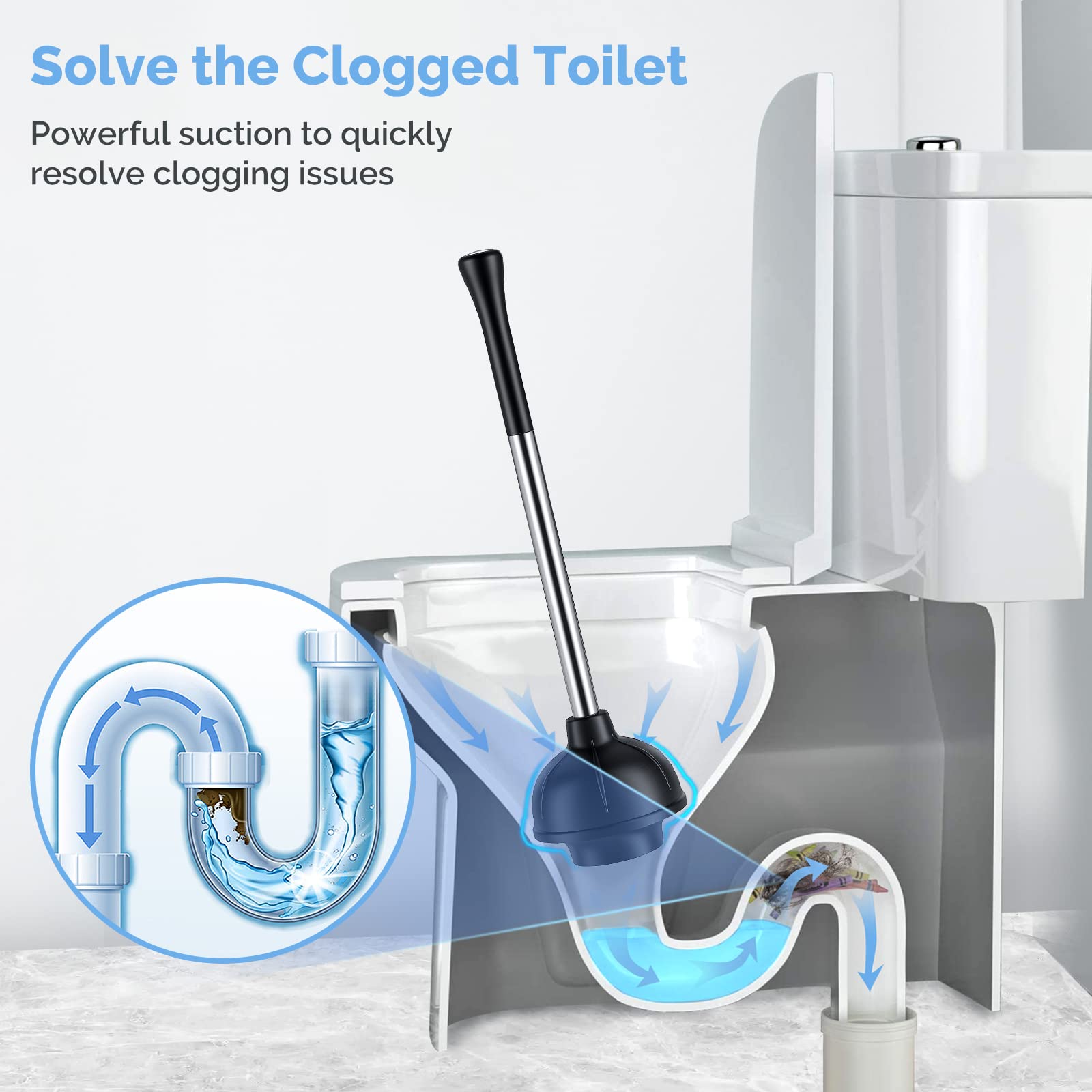 HAMITOR ergonomic 304 stainless steel handle for comfortable grip during cleaning.