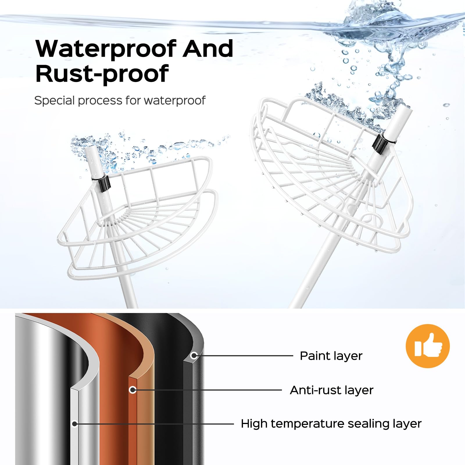 HAMITOR rustproof shower shelves stay bright in humidity for long-lasting bathroom organization.