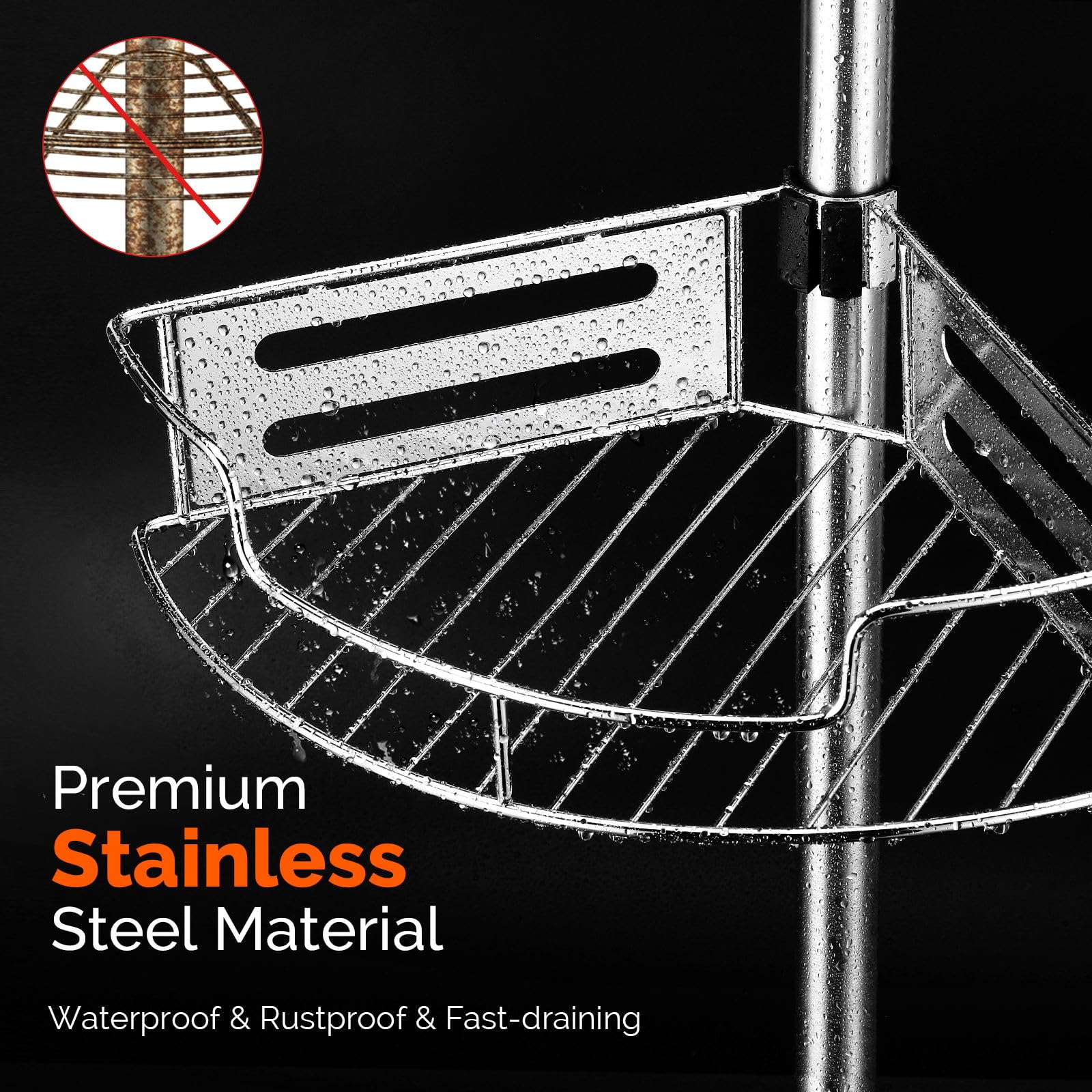 HAMITOR freestanding organizer fits corners without drilling.