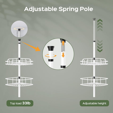 HAMITOR adjustable height corner unit fits ceilings from 47 to 121 inches.
