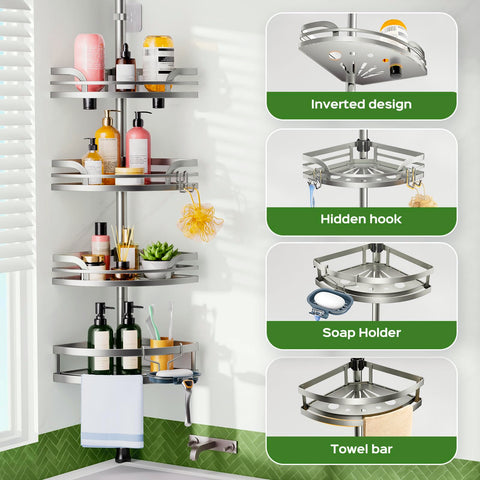HAMITOR integrated soap holder on the rack simplifies soap storage
