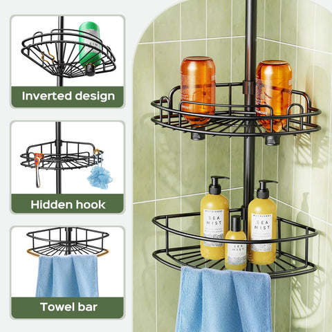 HAMITOR large-capacity shelves maximize vertical storage for shampoos and toiletries