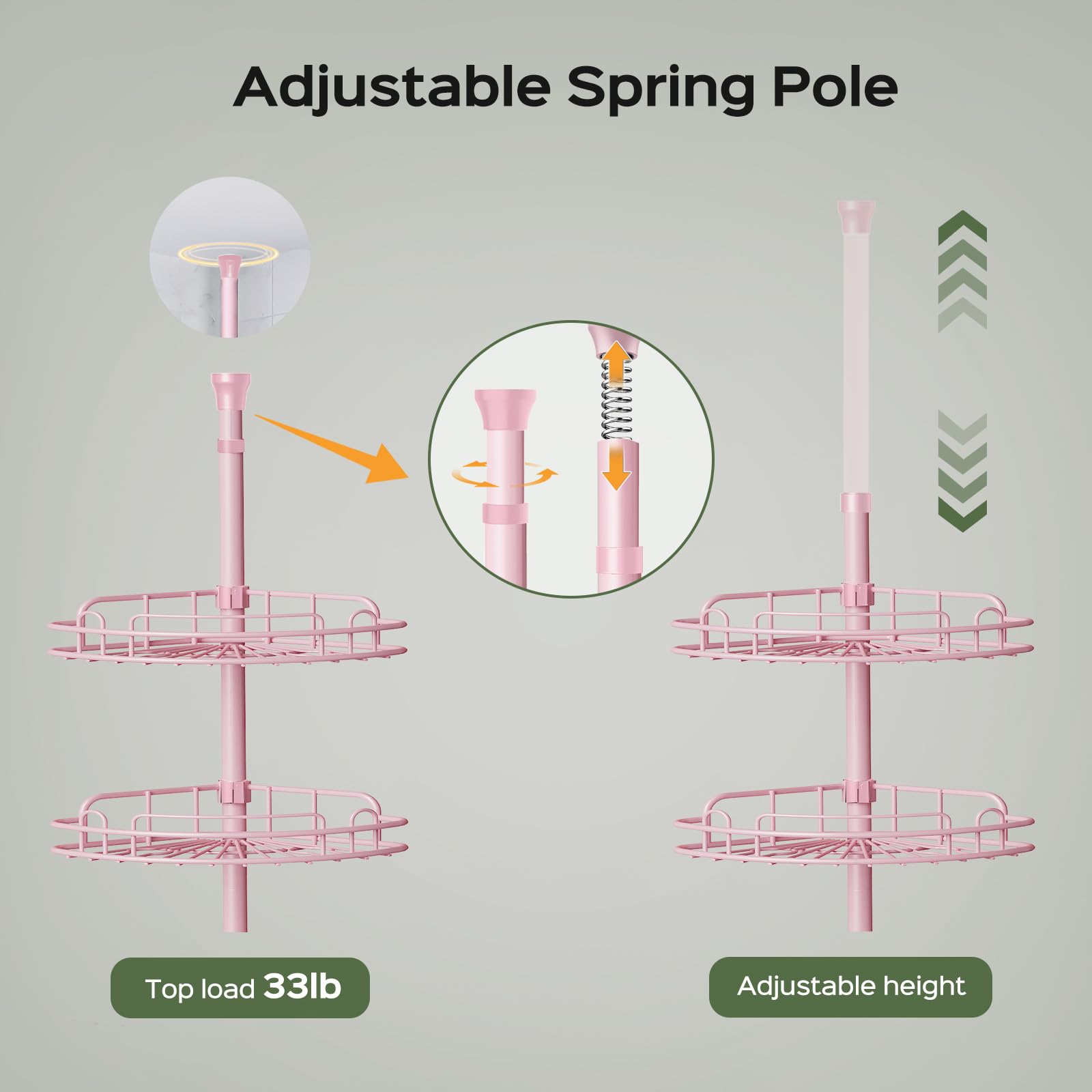 No-drill installation with HAMITOR pink caddy ideal for renters.