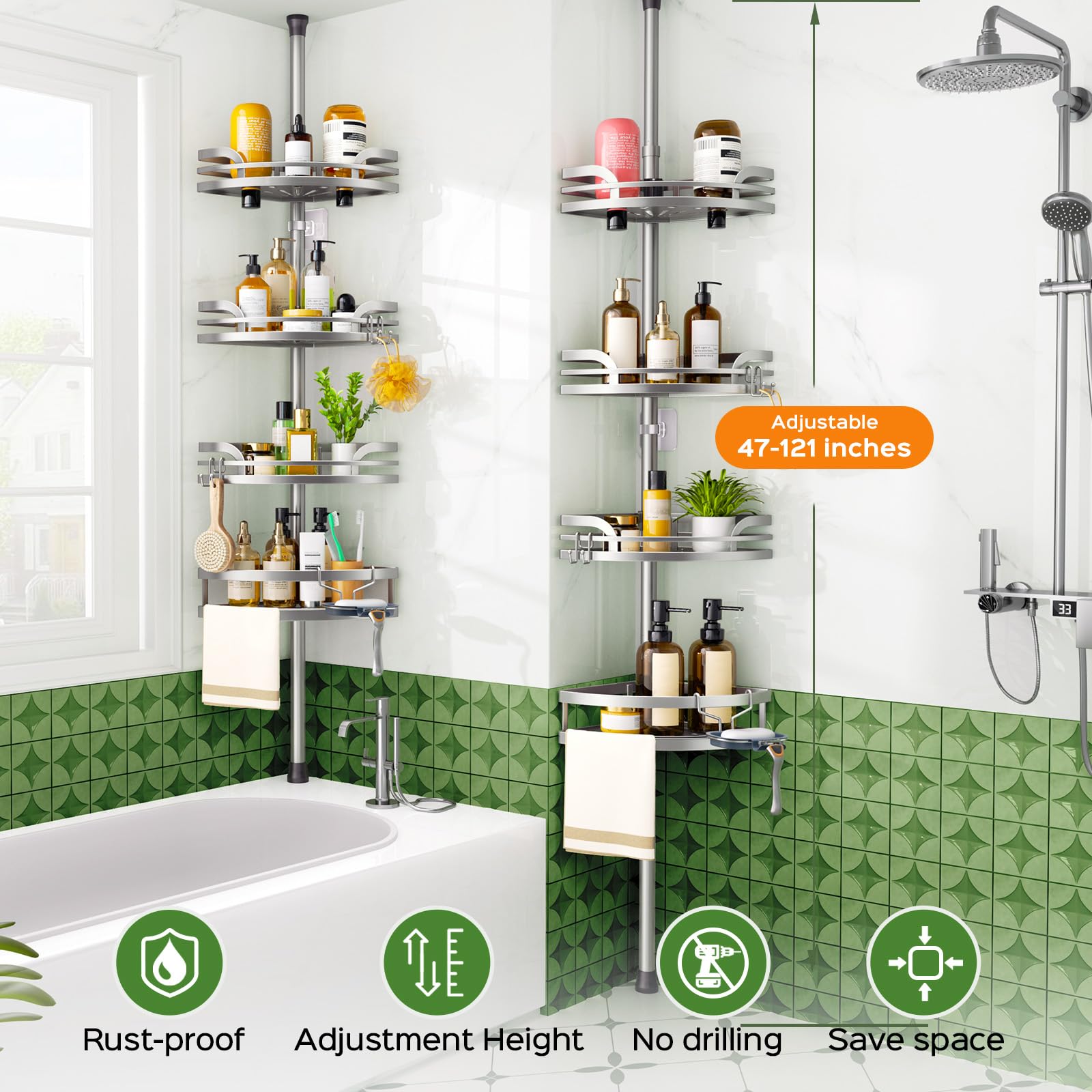HAMITOR renter-friendly design requires no permanent fixtures, easy to mount