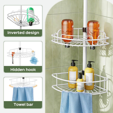 HAMITOR rustproof materials ensure durable, easy-to-clean shower storage.