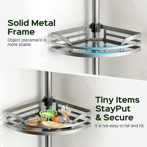 HAMITOR rustproof stainless steel caddy endures humidity for long-term bathroom organization