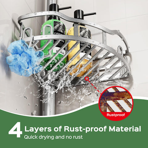 HAMITOR corner-basket setup demonstrates efficient corner storage in small bathrooms