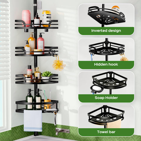 HAMITOR Shower Caddy Tension Pole rustproof material resists humidity and corrosion.