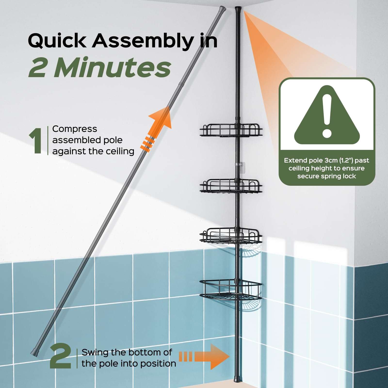 HAMITOR stable tension rod keeps shelves secure and steady