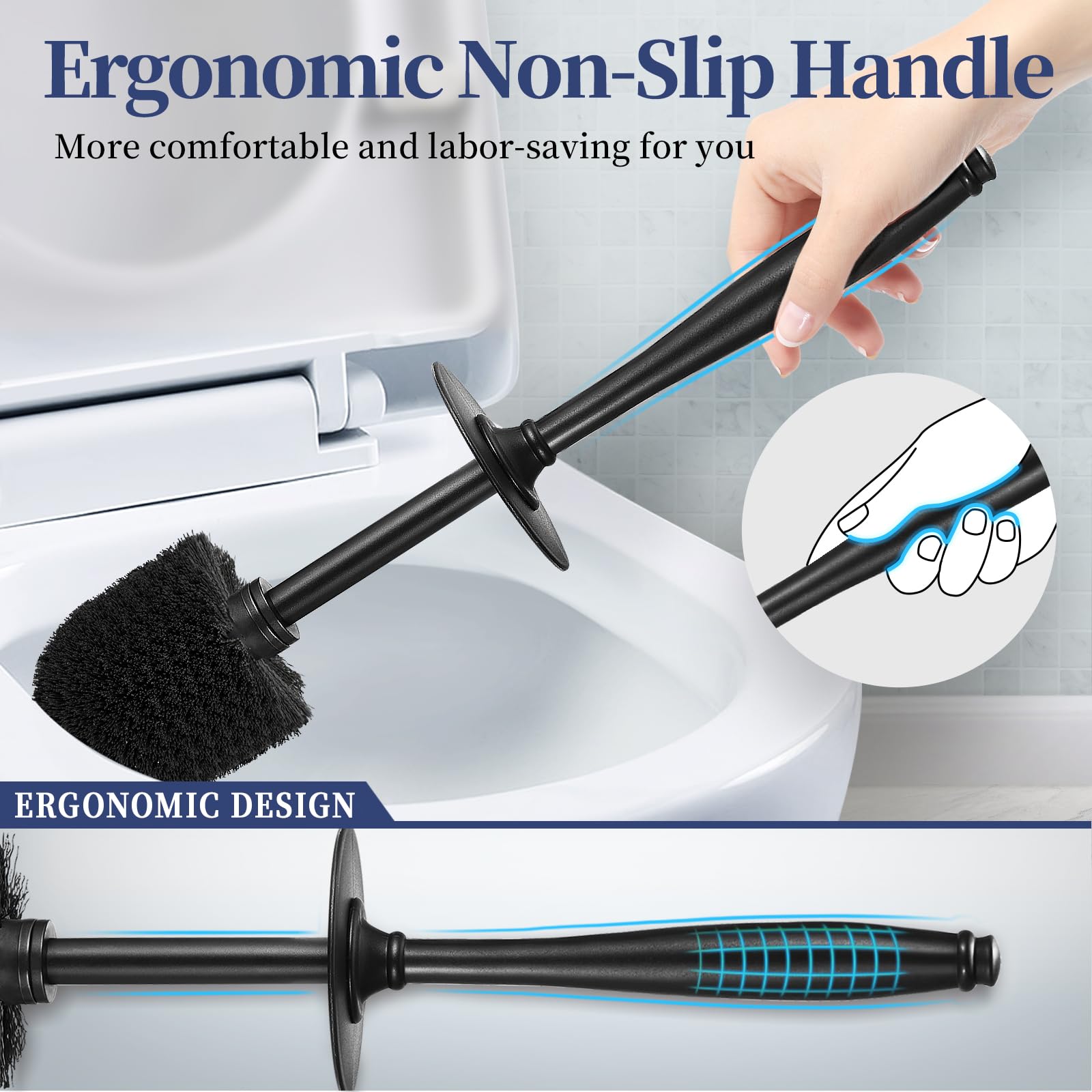 HAMITOR space-saving 2-pack toilet brush duo fits tight bathrooms.