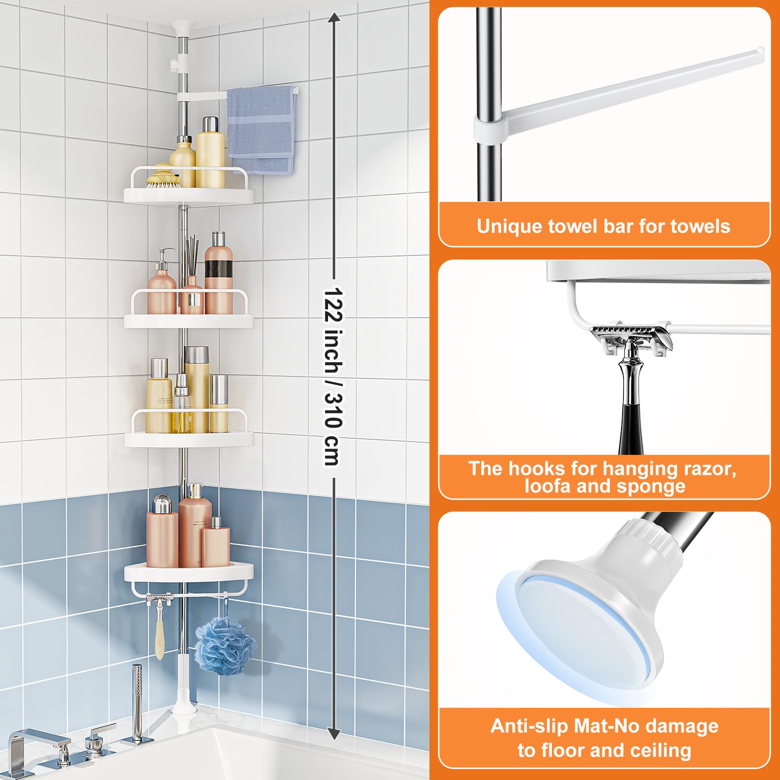 HAMITOR space-saving design frees vanity counter space and keeps corners tidy.