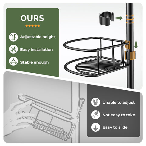 HAMITOR rust-proof stainless steel construction resists humidity for lasting bathroom organization