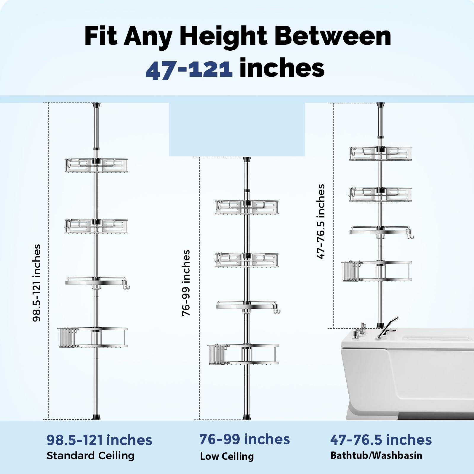 HAMITOR tension pole showing adjustable height for a secure fit.