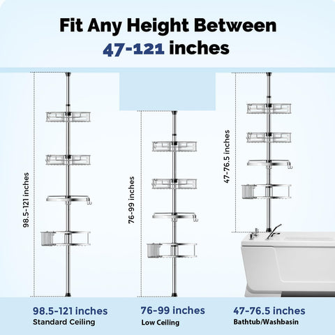 HAMITOR tension pole showing adjustable height for a secure fit.