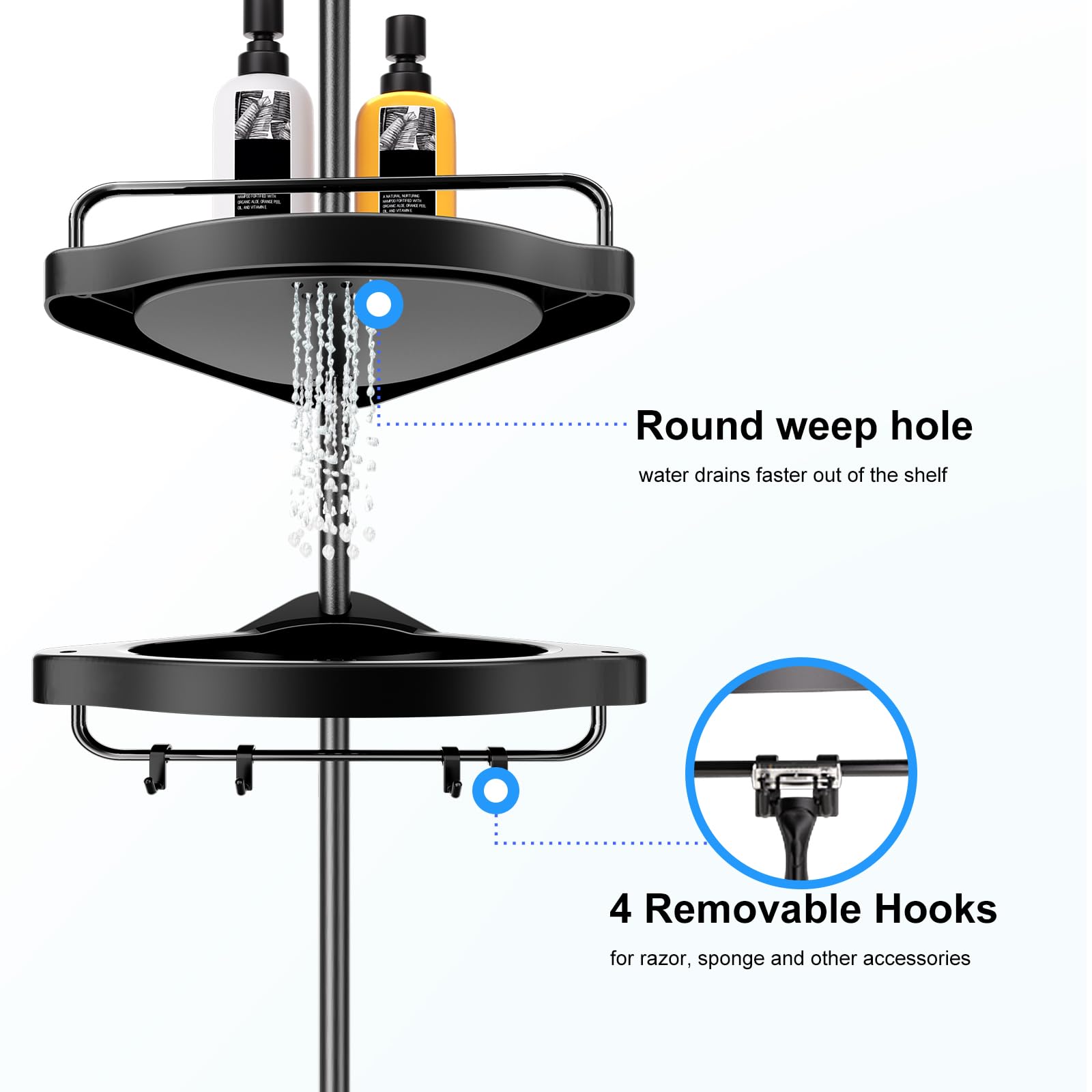 HAMITOR tension pole extended between ceiling and floor for stable installation