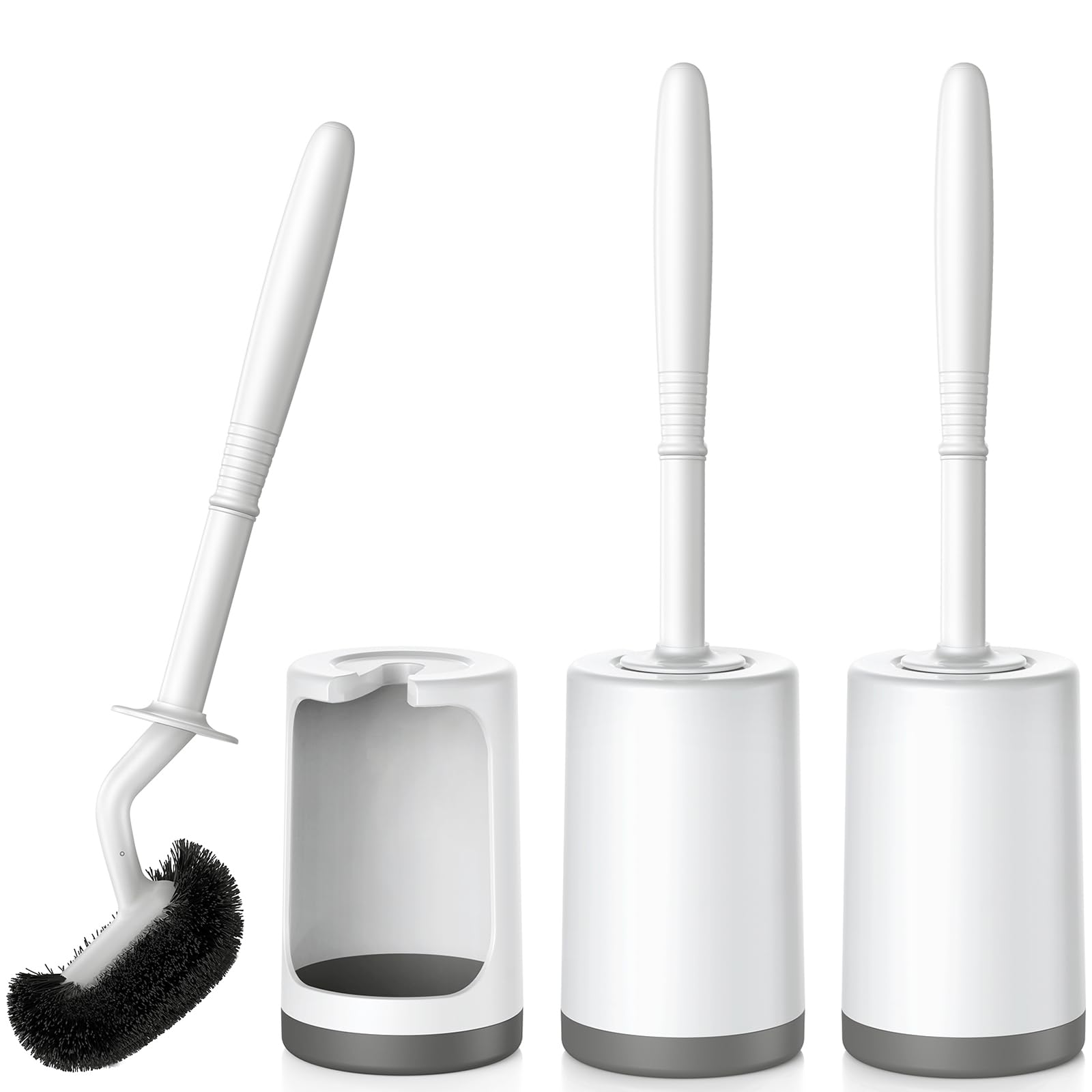 HAMITOR curved-under-rim toilet bowl brush reaches tight spots for deep cleaning