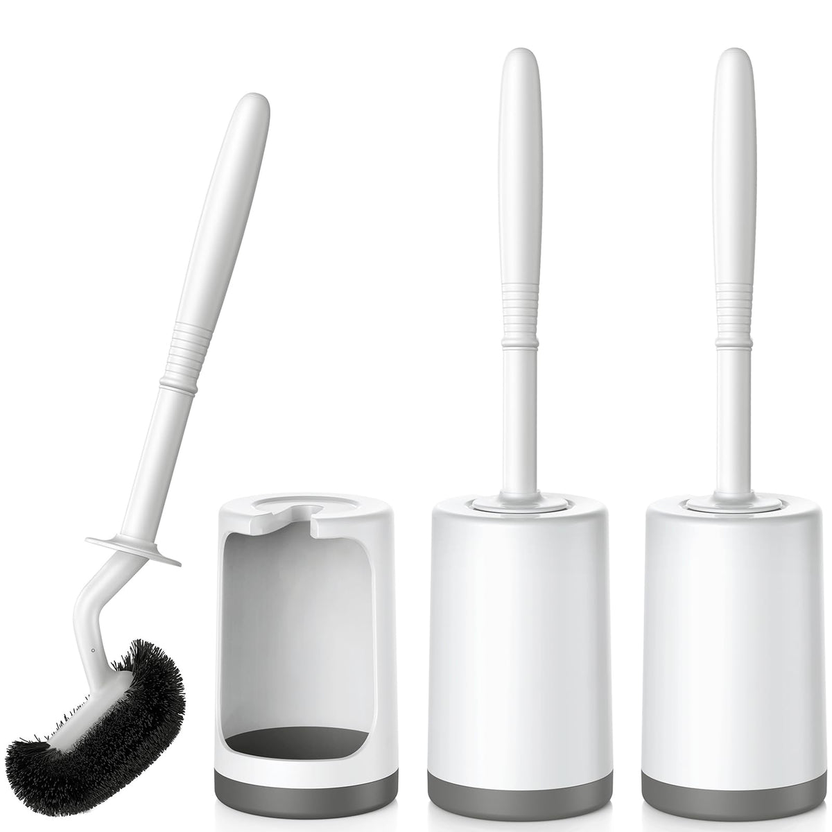 HAMITOR curved-under-rim toilet bowl brush reaches tight spots for deep cleaning