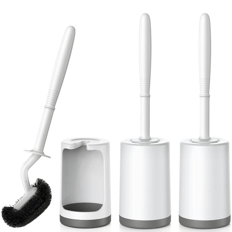 HAMITOR curved-under-rim toilet bowl brush reaches tight spots for deep cleaning