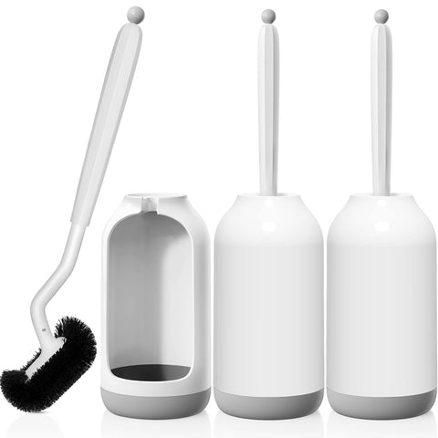 HAMITOR toilet brush with curved head cleans hard-to-reach corners.
