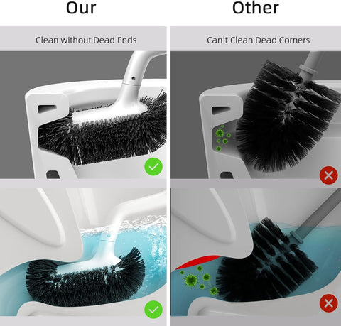 HAMITOR ergonomic long-handle brush improves grip and reduces bending.