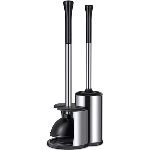 Hamitor toilet plunger and bowl brush assembly for space-saving setup.