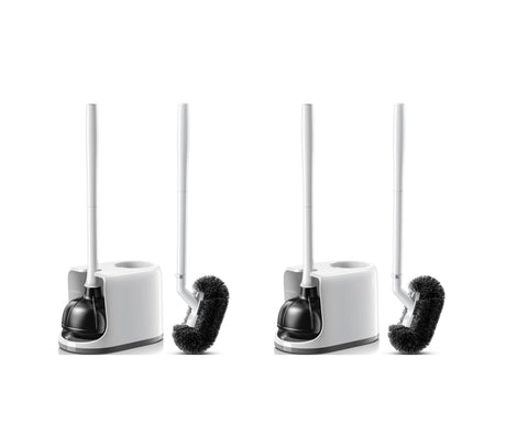 HAMITOR toilet plunger extended handle for easy use in tight spaces.