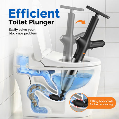 HAMITOR toilet plunger with built-in pressure gauge for adjustable power