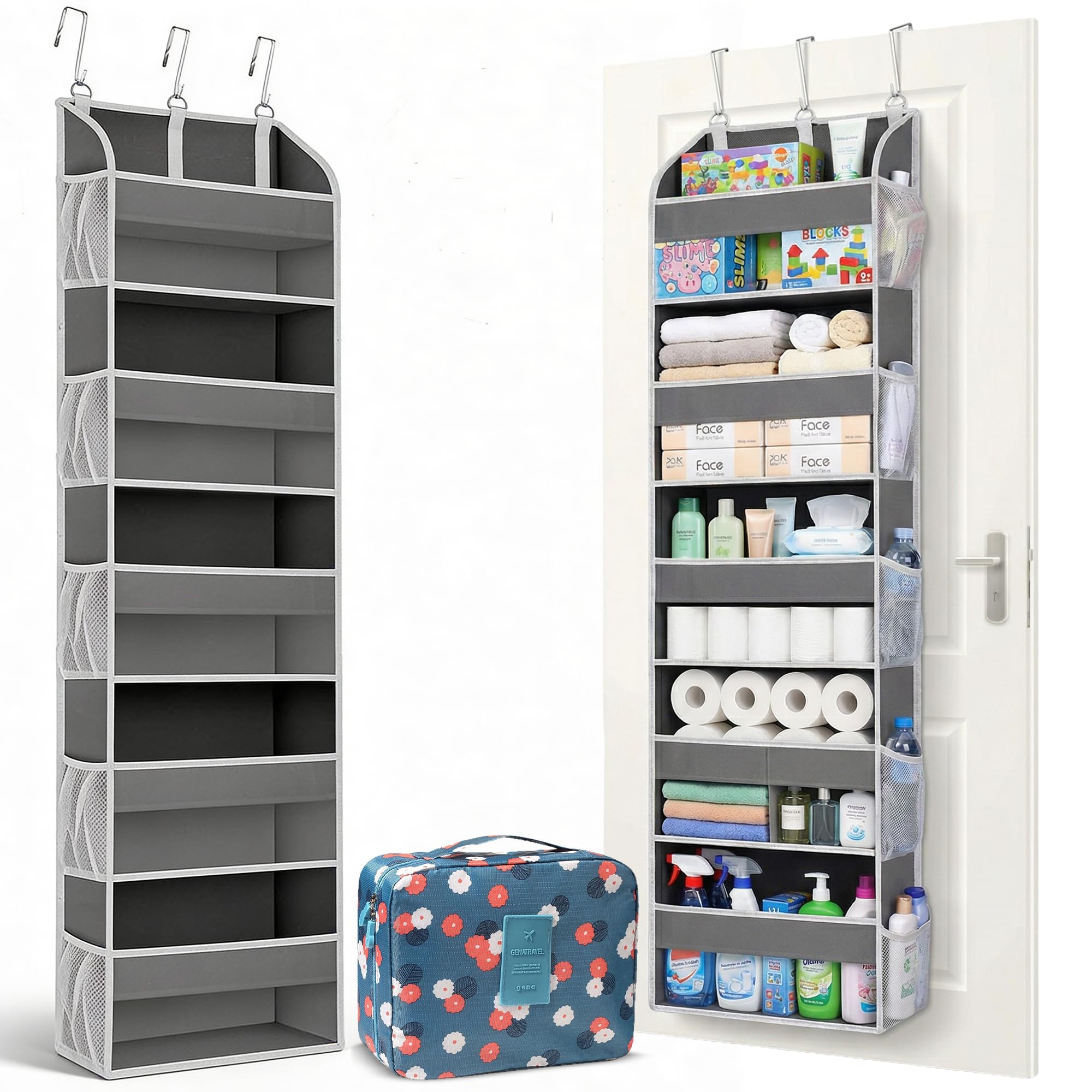 Hamna Collections over-the-door organizer assembly shows easy installation.