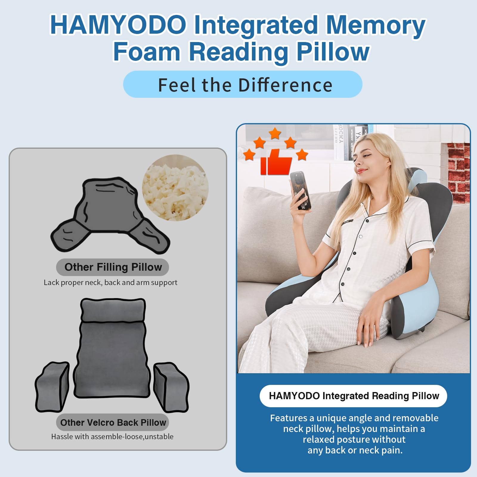 HAMYODO Memory foam cover is removable and machine-washable for easy cleaning