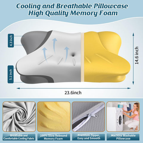 HAMYODO neck pillow contour demonstrates two-height option for different sleep positions.
