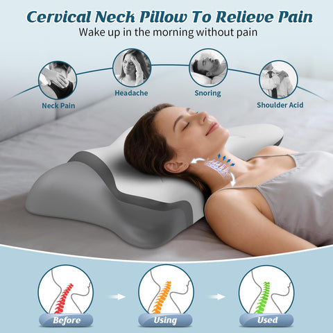 HAMYODO neck pillow side view highlights dual-height contour for customizable comfort.