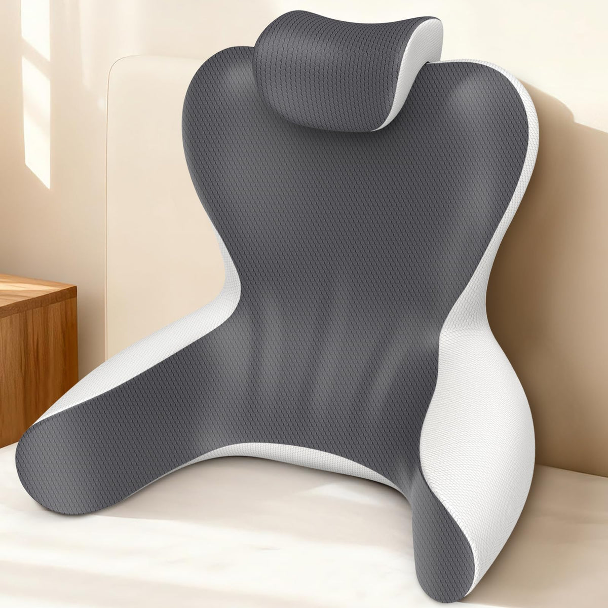 HAMYODO reading pillow backrest with arms cushions the back for comfy reading