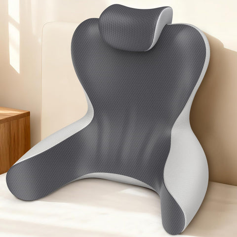 HAMYODO reading pillow in bed supports comfortable reading posture.