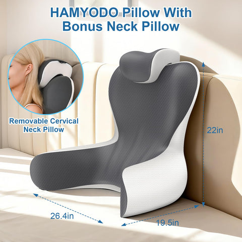 HAMYODO reading pillow for sitting up in bed suits reading and work