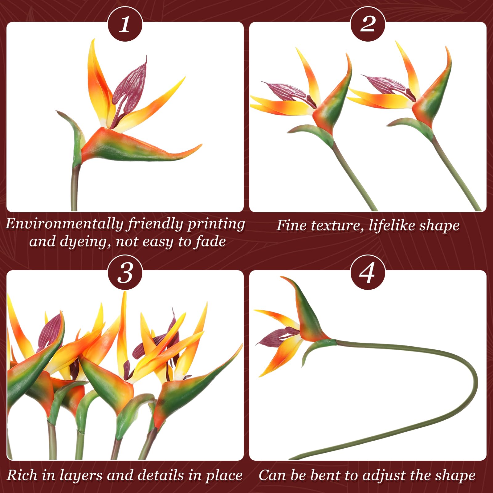 Hanaive Bird of Paradise artificial flowers, 24 inches tall for tall vase displays.