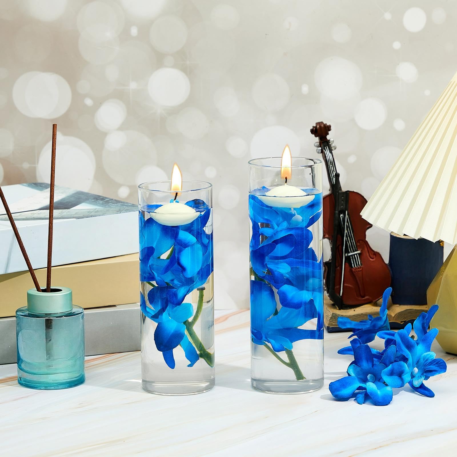 Hanaive romantic dinner ambiance with blue orchids