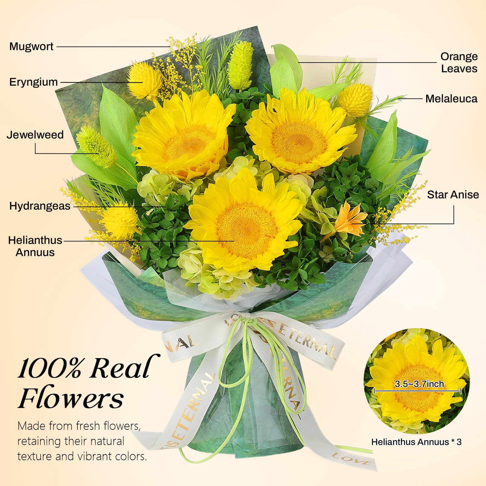 Hanameguri mothers-day-preserved-sunflowers are ideal for Mom or Grandma.