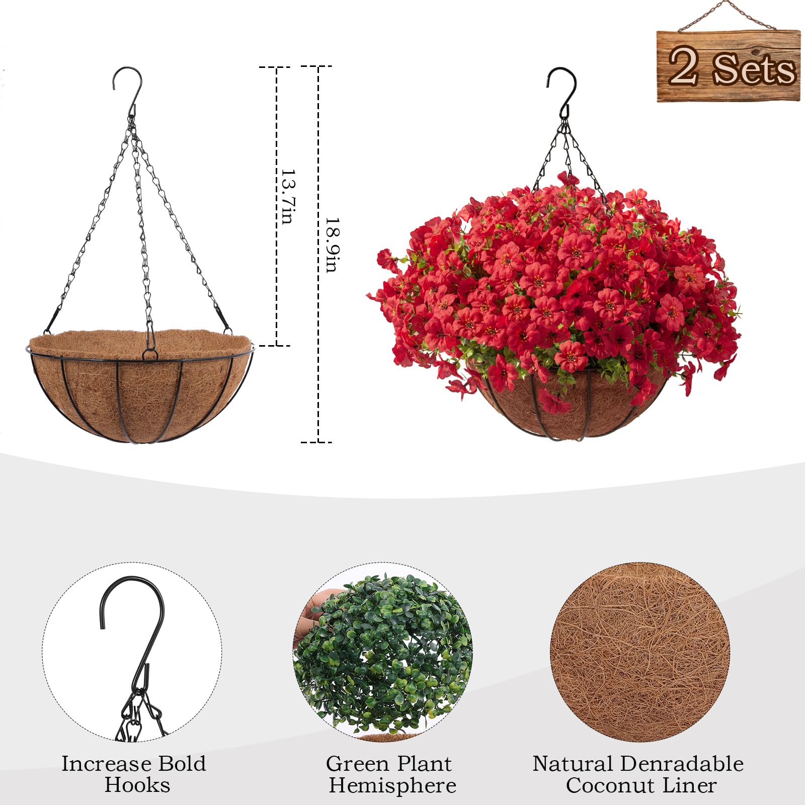 Hananona 24-pcs artificial flowers pack ready for quick DIY hanging display.
