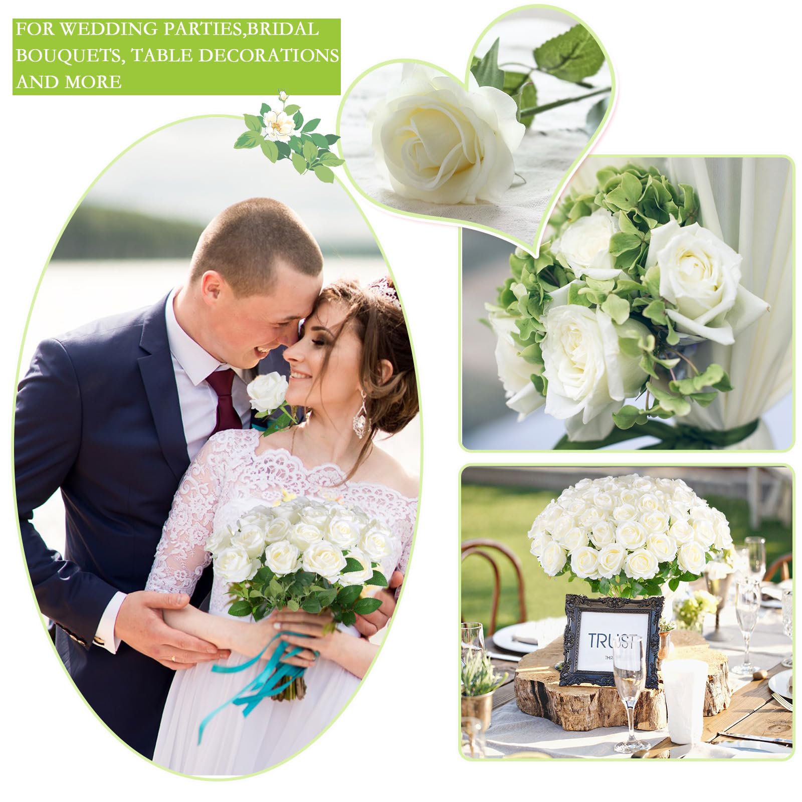 Hananona 50-piece white roses offer bulk value for events and gifts.