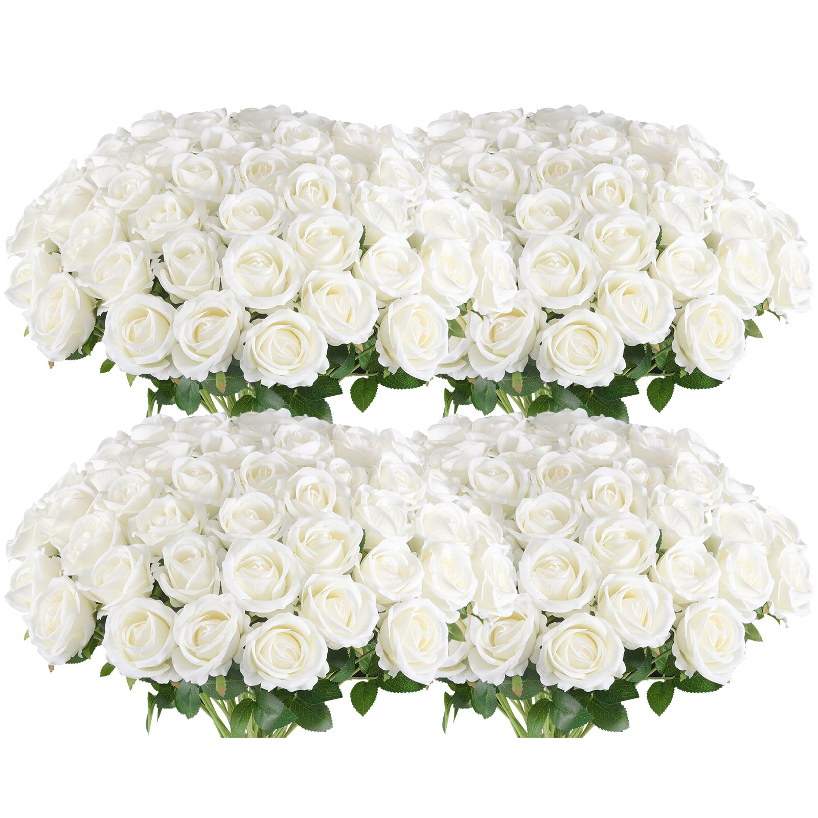 Hananona 50 stem white artificial roses for elegant bulk wedding décor.