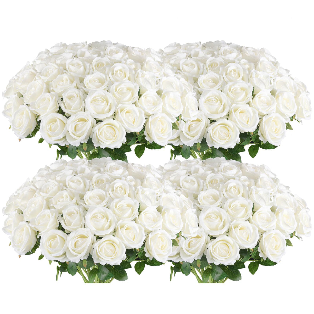 Hananona 50 stem white artificial roses for elegant bulk wedding décor.