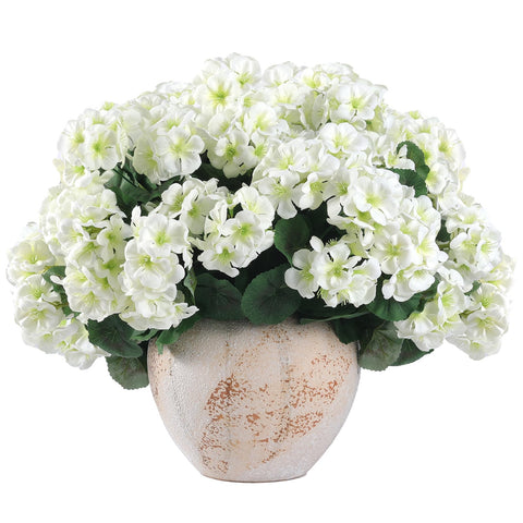 Hananona artificial geranium flowers white porch decor with maintenance-free appeal.