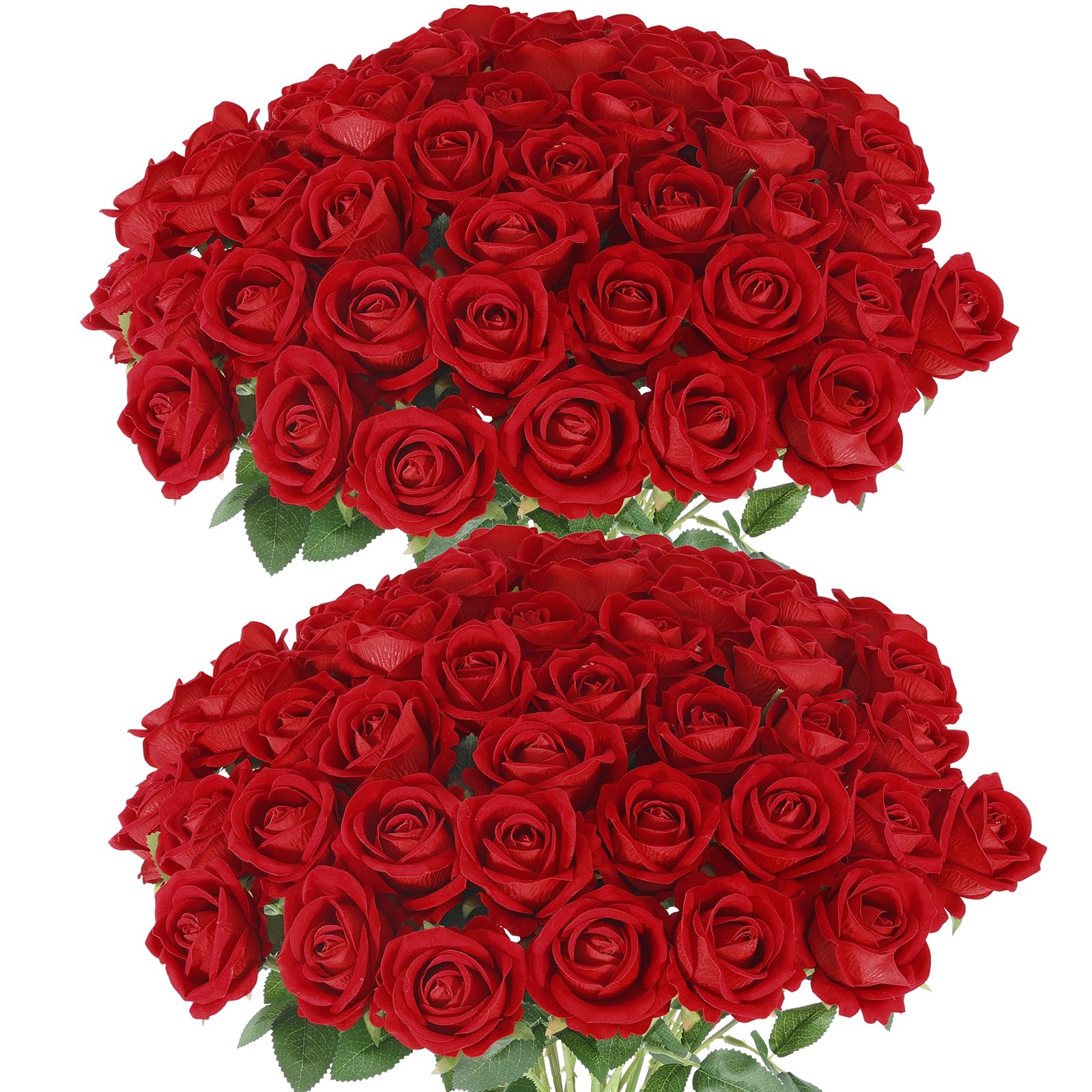 Hananona artificial red roses, 50-piece bulk bouquet for elegant centerpieces.