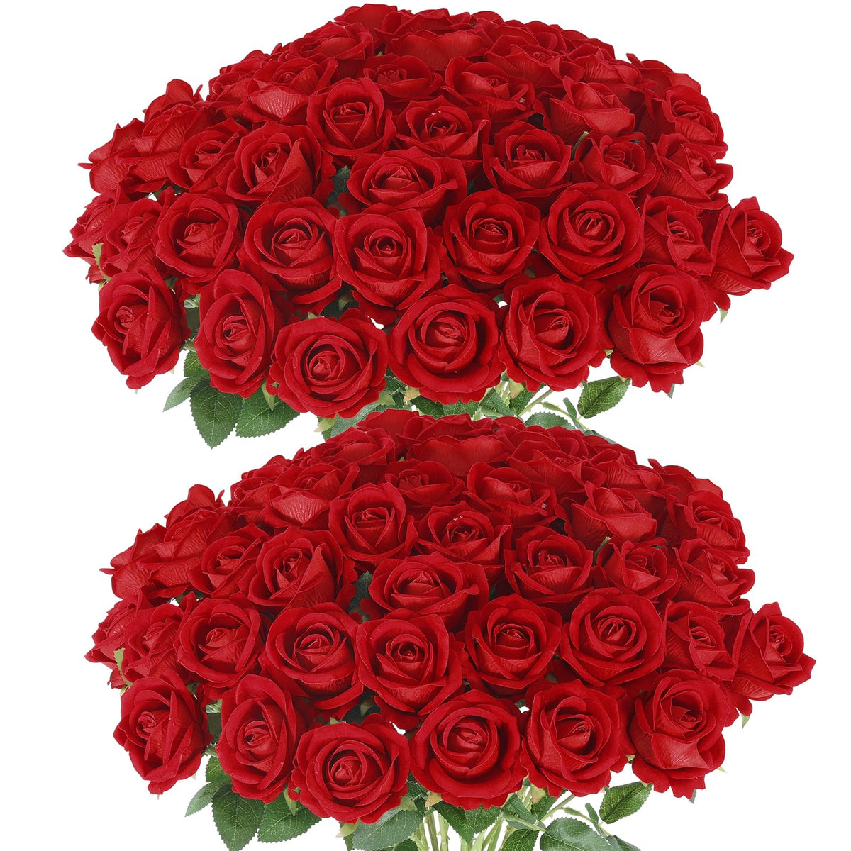 Hananona artificial red roses, 50-piece bulk bouquet for elegant centerpieces.