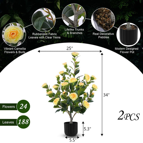 Hananona camellia tree bloom closeup shows lifelike petals for elegant decor.
